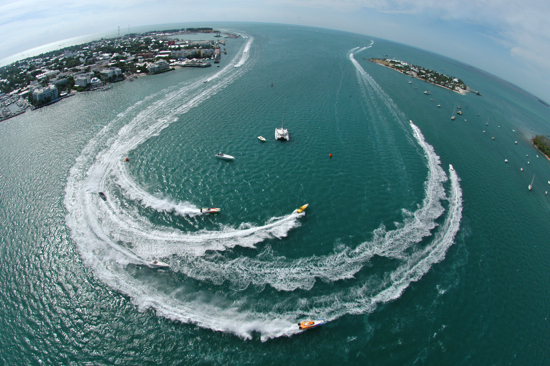 In this photo released by the Florida Keys News Bureau, offshore power race boats make the turn in Key West, Fla., Harbor during the third of three days of racing at the Key West World Offshore Championship . The event attracts over 70 high-speed boats from as far away as Europe each year. The 2010 Key West World Championship is slated for Nov. 7-14.